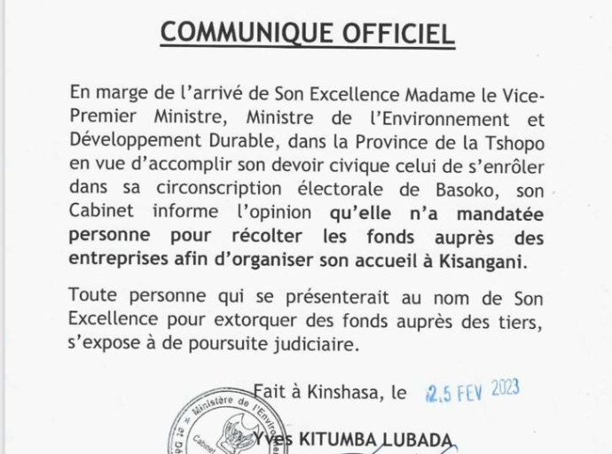 Attention aux escrocs, Kisangani: Eve Bazaïba n’a demandé aucune collecte des fonds!