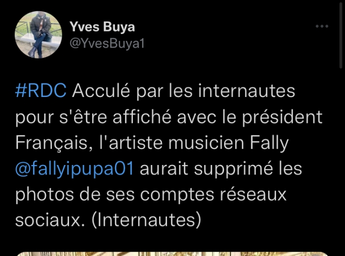Fally Ipupa n’a pas supprimé ses photos avec Emmanuel Macron sur ses réseaux sociaux