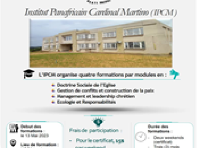 Connaissances sur la doctrine sociale de l’Eglise, gestion des conflits,...Kinshasa : l’IPCM lance un programme de formation à partir du 13 mai prochain