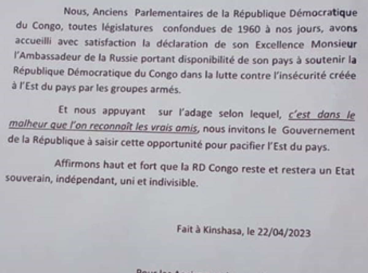 RDC : Lumuna Ndubu salue la déclaration de l’Ambassadeur russe à Kinshasa