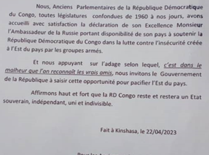 RDC : Lumuna Ndubu salue la déclaration de l’Ambassadeur russe à Kinshasa