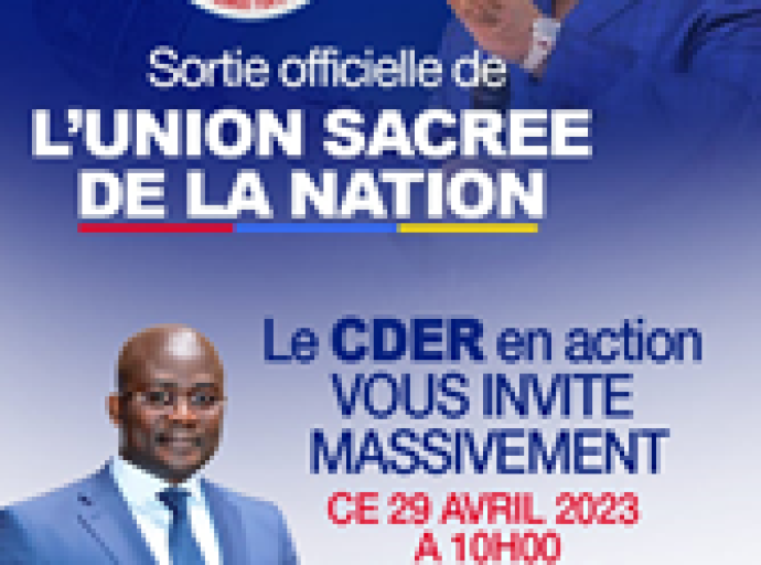 Sortie solennelle de l’Union sacrée ce samedi 29 avril 2023  , CDER : Jean-Lucien Bussa appelle à la mobilisation générale pour le Rendez-vous du  Stade de Martyrs  