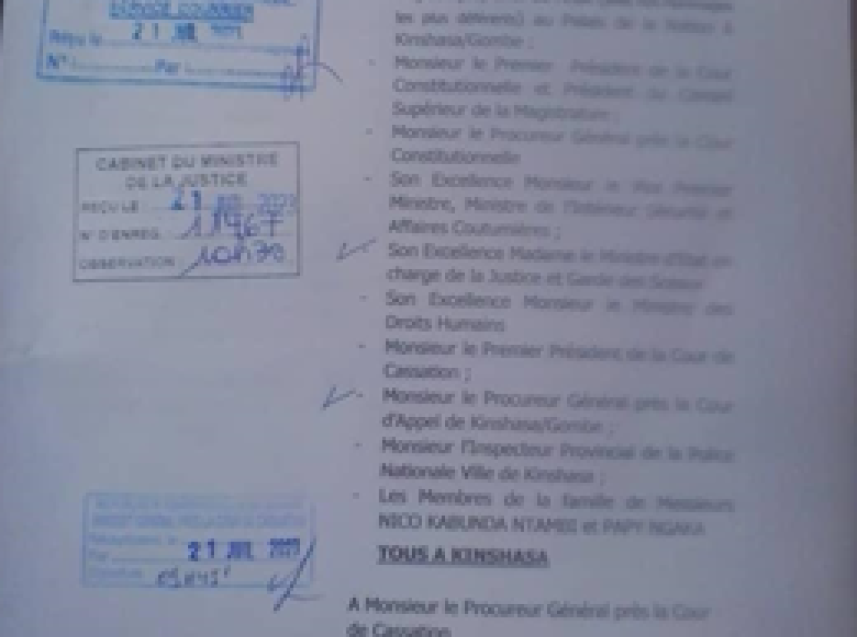 Dénonçant l’inaccessibilité aux droits de la défense, Nico Kabunda & Papy Ngaka : les Avocats interpellent le Procureur Général près la Cour de Cassation