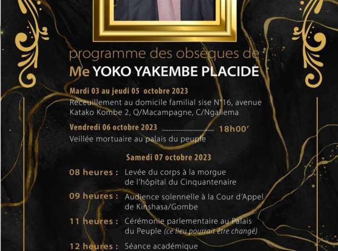 Me Jean-Placide Yoko Yakembe : voici le programme des obsèques !