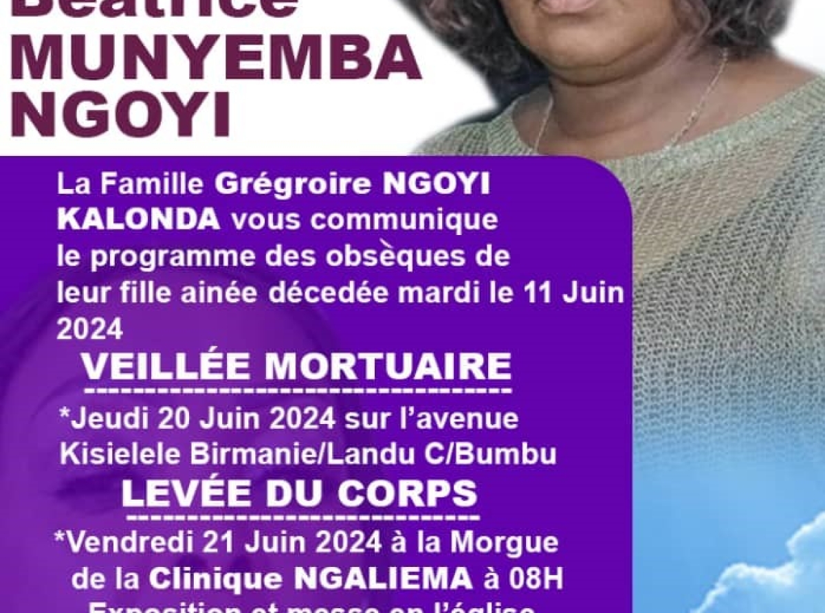 Grands Hommages à Maman Béatrice Munyemba ! 