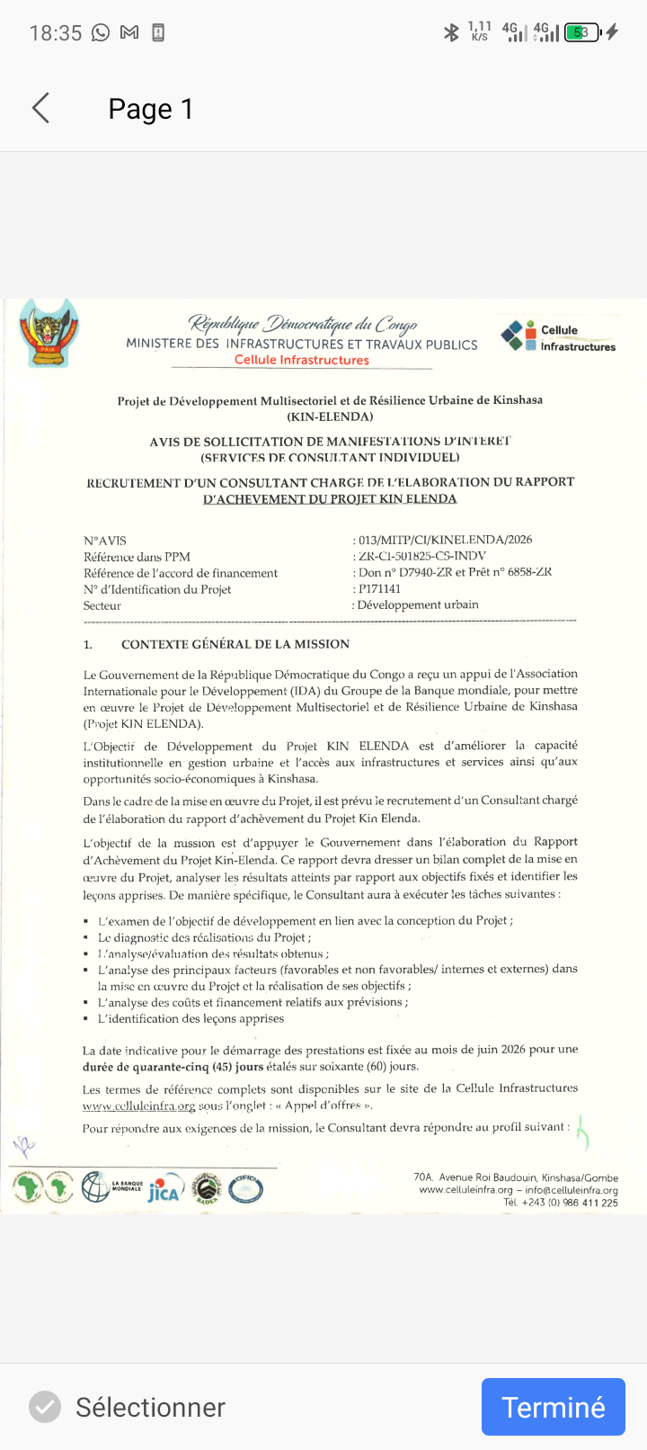 AVIS DE SOLLICITATION DE MANIFESTATIONS D’INTÉRÊT 