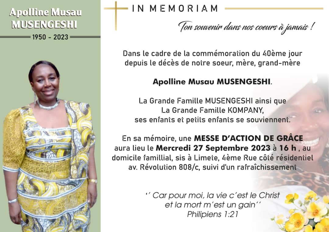 in memorium Apolline Musengeshi Musau